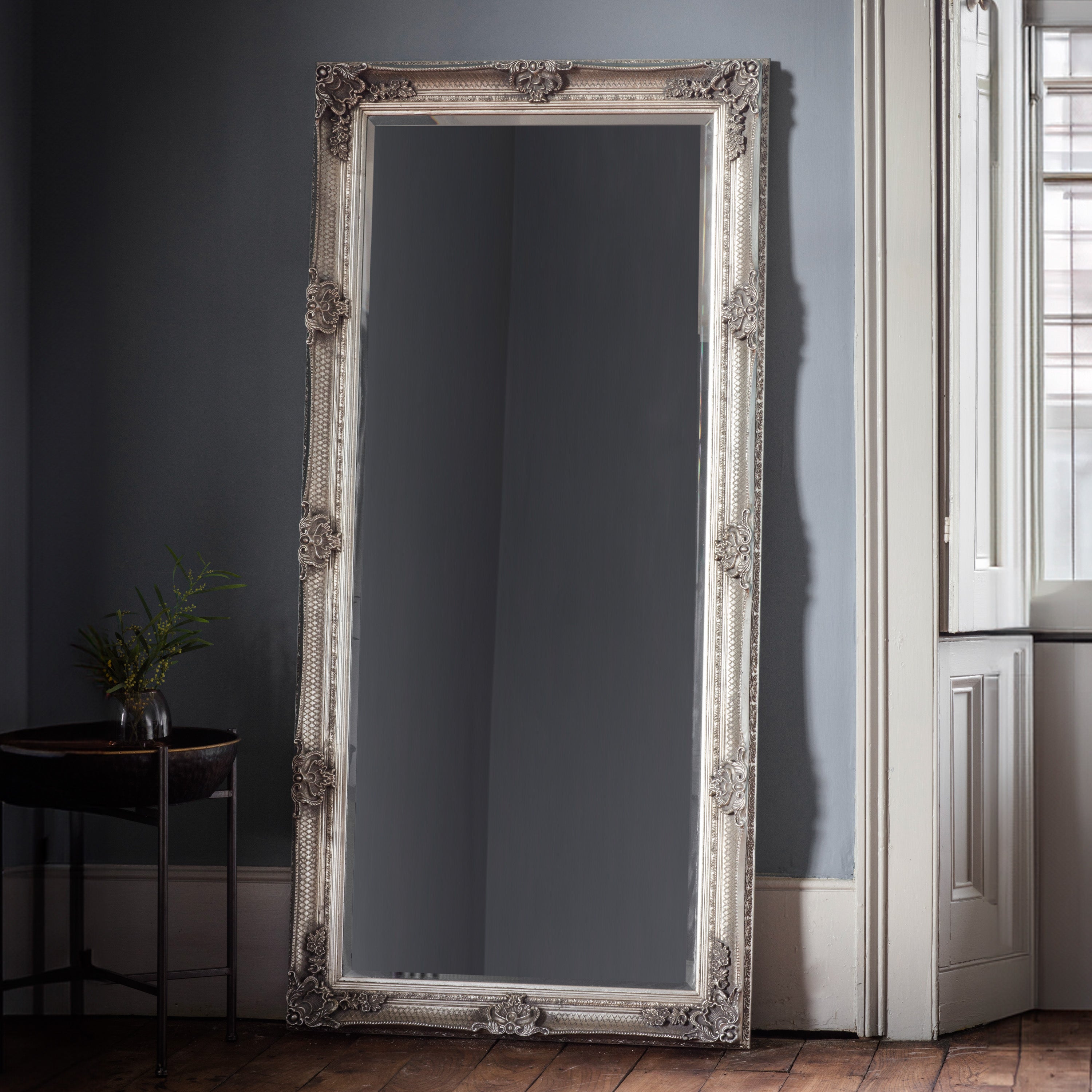 Alcott Baroque Vintage Silver Full Length Leaner Mirror